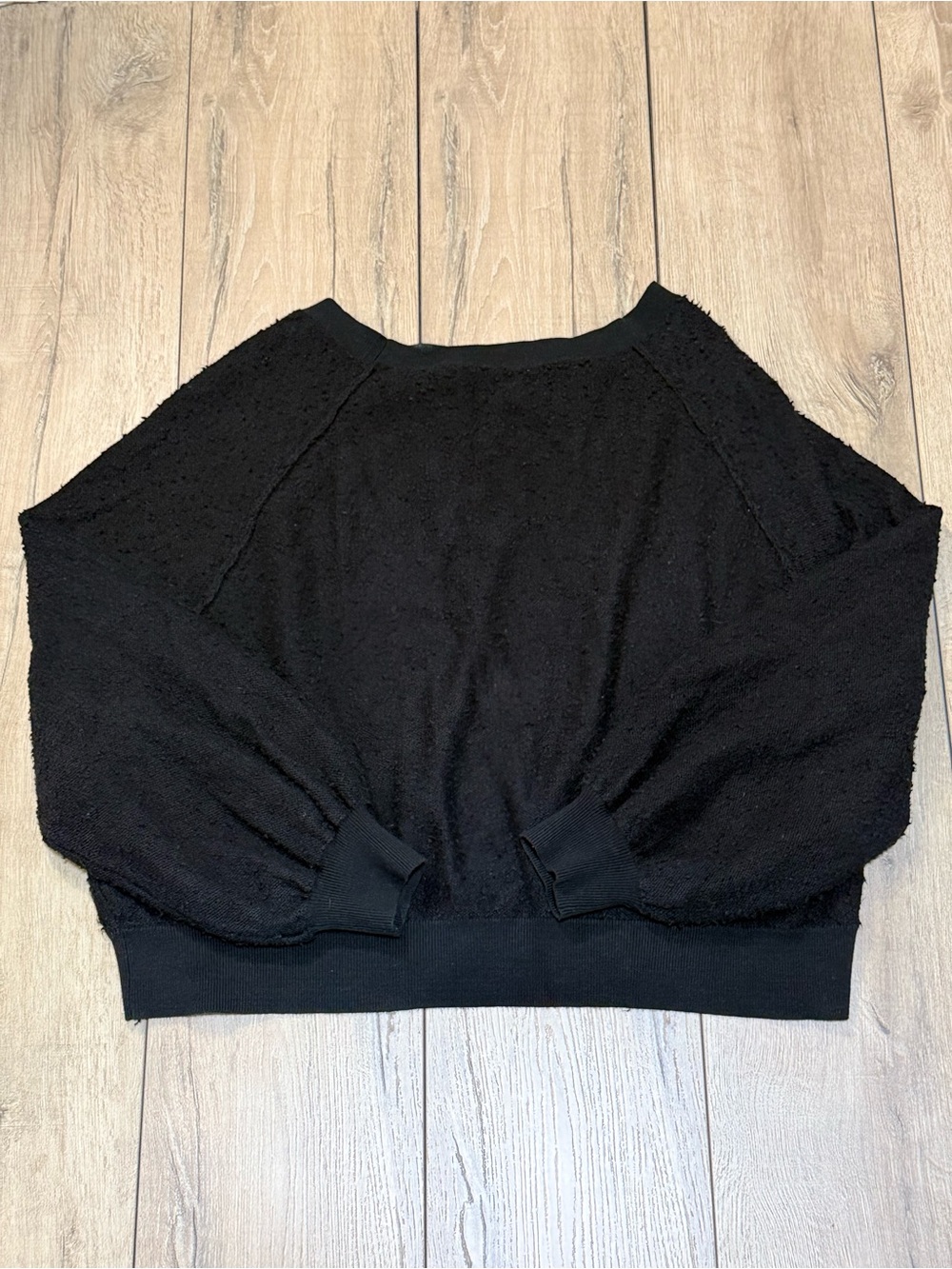 Free People Found My Friend Pullover Black Textured Sweatshirt Size Small - Picture 8 of 12